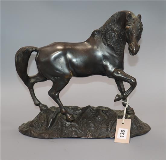 A modern bronze horse